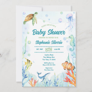 Under havet  Baby Shower Watercolor-inbjudan Inbjudningar