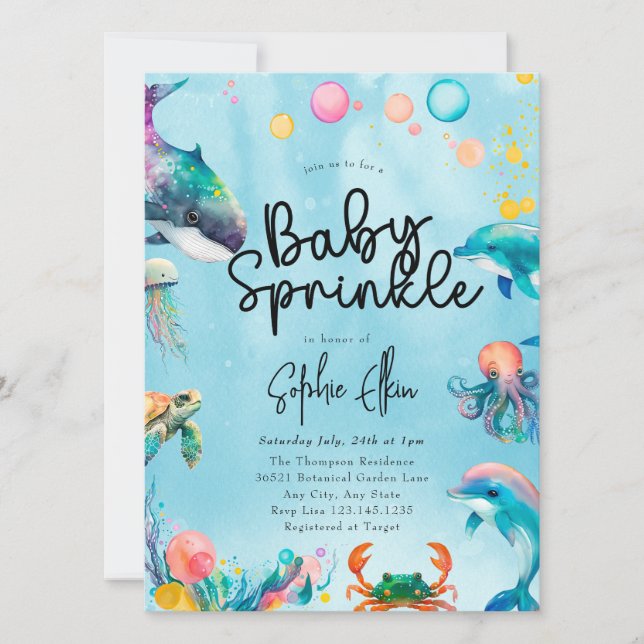 Under havet | Baby Sprinkle Inbjudningar (Framsida)