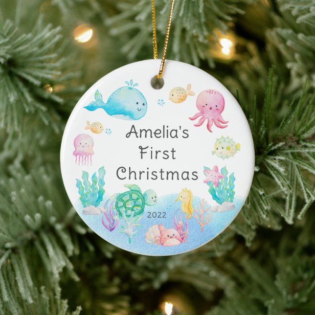 Under havet Baby's första jul Julgransprydnad Keramik (Träd)