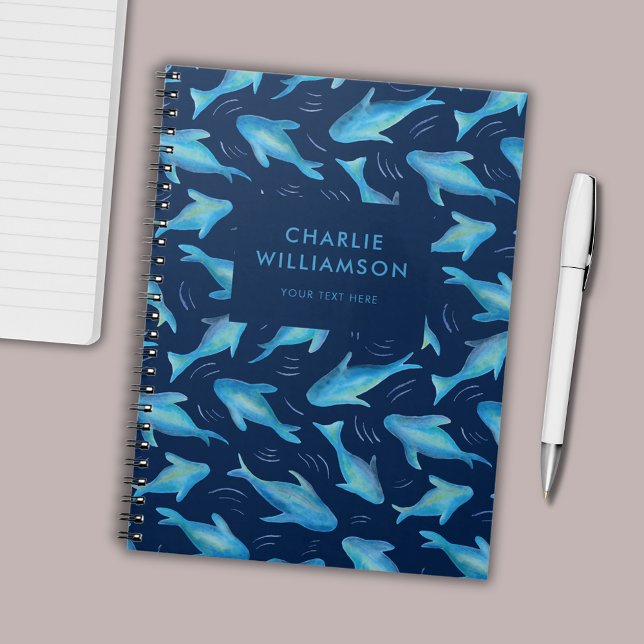 Under havet barn havsfisk haj anteckningsbok (Under the Sea swimming fish ocean personalized notebook)