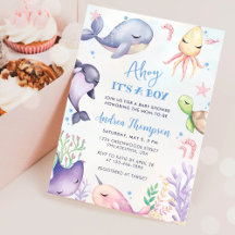 Under havet Blå Hej det är en pojke Babyfirande