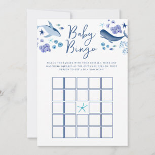 Under havet Blå pojke Val Bebis Bingo spel Inbjudningar