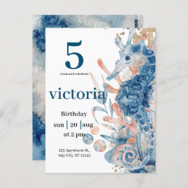 Under havet Blue Beach Whale BabyShower Vykort