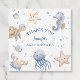 Under havet! Cute Blue Boy Shower Gåvor Etiketter