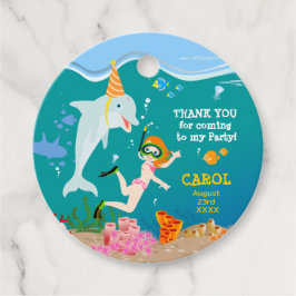 Under havet delfiner och Födelsedagsfest av flicko Gåvor Etiketter