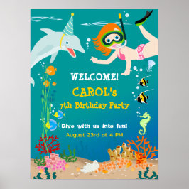 Under havet delfiner och Födelsedagsfest av flicko Poster