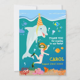 Under havet delfiner och Födelsedagsfest av flicko Tack Kort