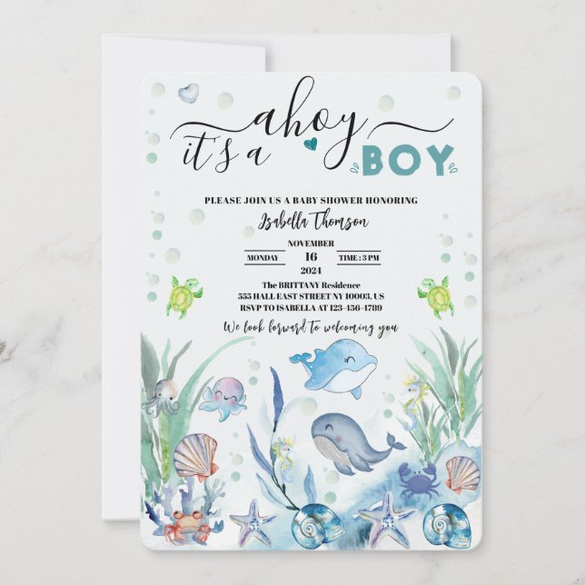 under havet dess babydusch. inbjudningar (Framsida)