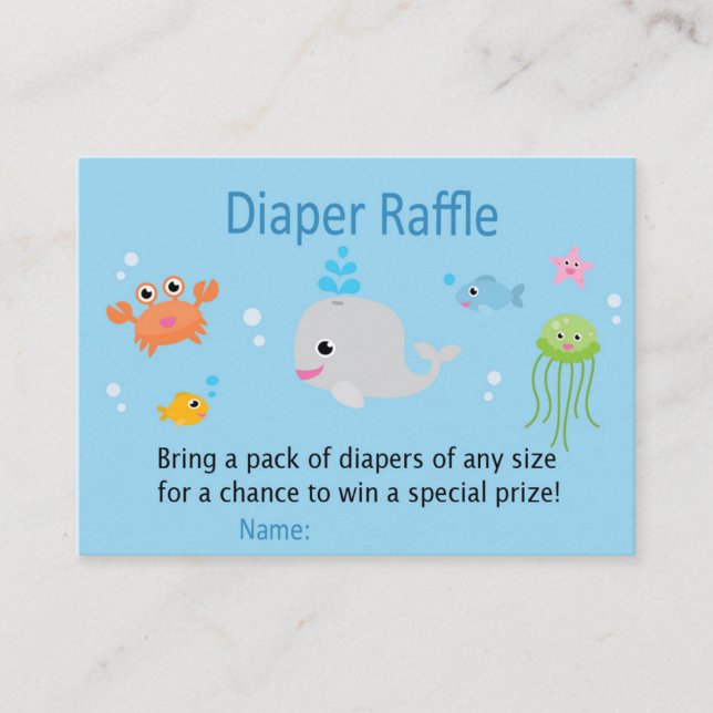 Under havet Diaper Raffle Biljett (Framsida)