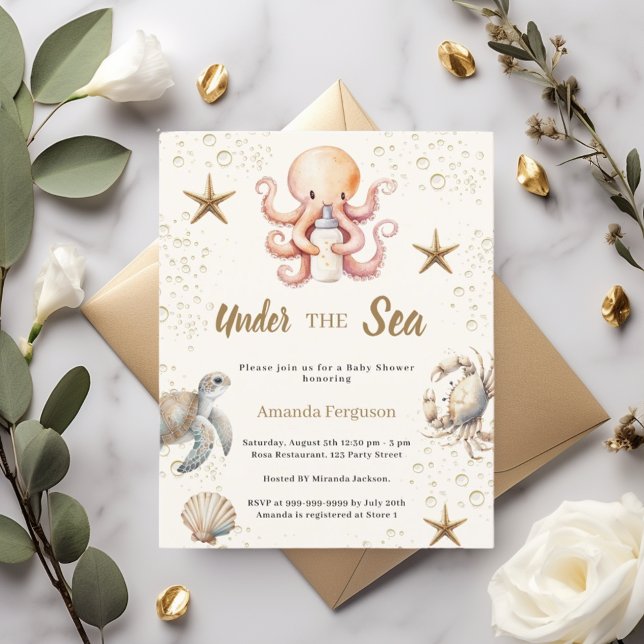 Under havet djur flicka Baby Shower inbjudan (Skapare uppladdad)