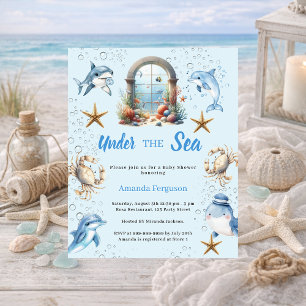 Under havet djur pojke Baby Shower inbjudan