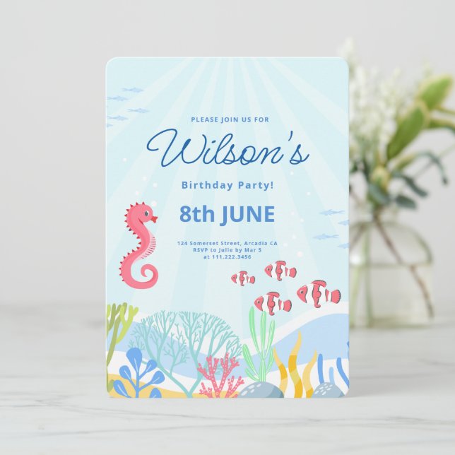 Under havet-fest, Havsdjur Födelsedag Inbjudningar (Stående Fram)