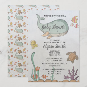 Under havet Fisk Sköldpadda Baby Shower Inbjudan