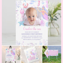 Under havet flicka 1-års födelsedag sjöjungfru fot