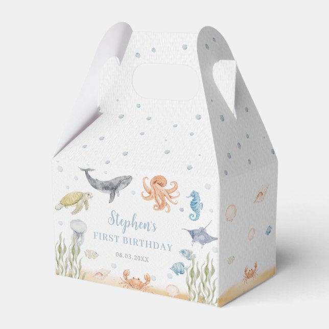 Under Havet Havsdjur 1-års Födelsedag Presentaskar (Framsidan Sidan)