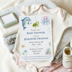 Under havet, havsdjur Baby Shower Inbjudningar