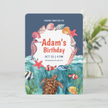 Under havet inbjudan, havsdjur födelsedag