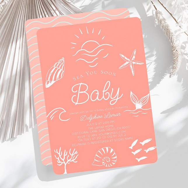Under havet kan du snart få Rosa Baby Shower Inbjudningar (Skapare uppladdad)