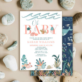 Under havet Korall Akvarell Oh Baby Flick Shower Inbjudningar