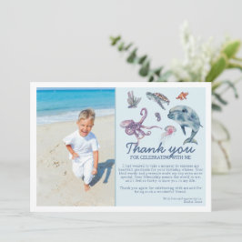 Under havet Modern barn fotobild födelsedag Tack Kort