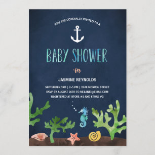 Under havet Nautical Baby Shower Inbjudningar