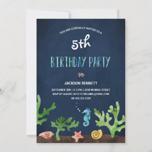 Under havet Nautisk Barns födelsedag Party Inbjudningar