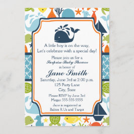 Under havet, Ocean Animals Baby Shower Inbjudningar