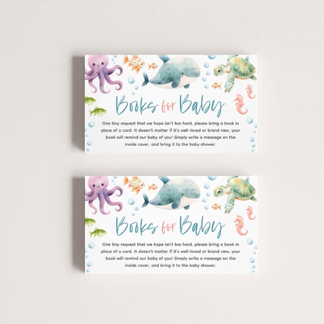 Under havet Ocean Baby Shower-böcker för bebisar Tilläggskort (Under the Sea Ocean Baby Shower Books for Baby Enclosure Card)