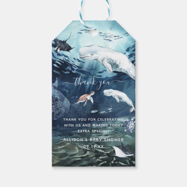 Under havet | Ocean Baby Shower Tack Presentetikett (Framsidan)