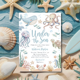 Under Havet Ocean Djur Baby Shower Inbjudningar