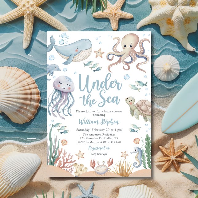 Under Havet Ocean Djur Baby Shower Inbjudningar (Skapare uppladdad)