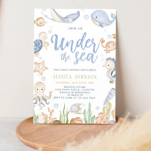 Under havet Ocean Djur Babyfirande Inbjudningar