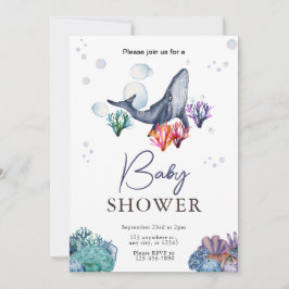 Under havet Ocean Watercolor Baby Shower Inbjudan