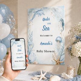 Under havet oceanblå välkomst Baby Shower Poster