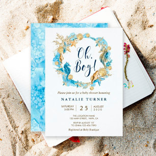Under havet Oh Boy Baby Shower-inbjudan Inbjudningar