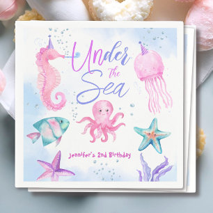 Under havet! Rosa Ocean Girl 2:a födelsedagen Pappersservett