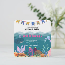 Under Havet Siren Födelsedagsfest Födelsedag Inbjudningar