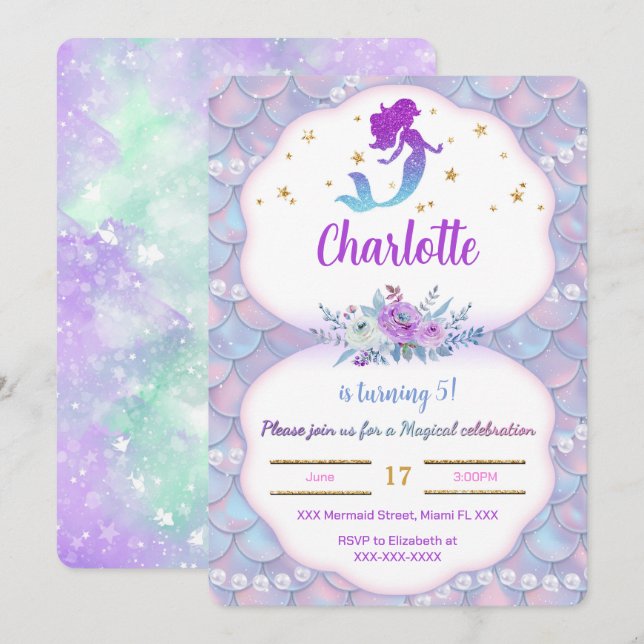 Under havet Siren Inbjudan (Fram/baksida)