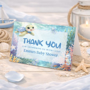 Under havet Sköldpadda Baby Shower Tacksamhetskort Tack Kort