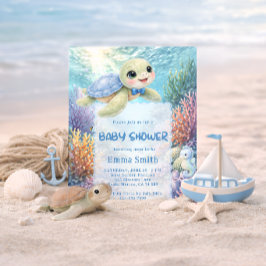 Under havet Sköldpadda Pojke Baby Shower Inbjudningar