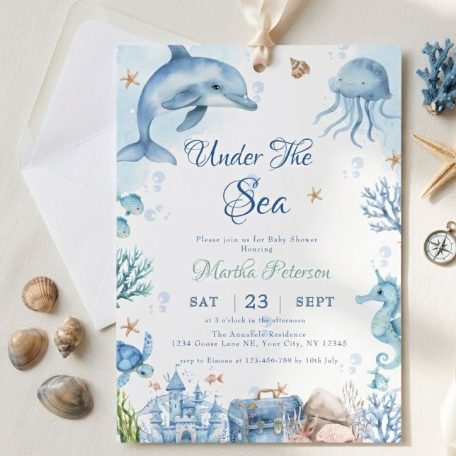 UNDER havet Snigelskal Baby Shower Inbjudningar (Skapare uppladdad)