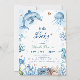 UNDER havet Snigelskal Baby Shower Inbjudningar