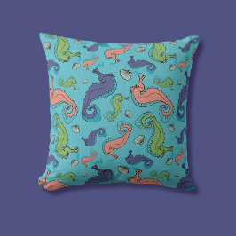 Under havet - Spelande sjöhäst och Snäcka Mönster Kudde