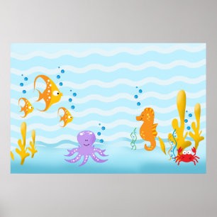 UNDER HAVET STOR 36 x 24 KONSTUTSKRIFT Poster