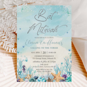 Under havet Strandskal Koraller Bar Mitzvah Inbjudningar
