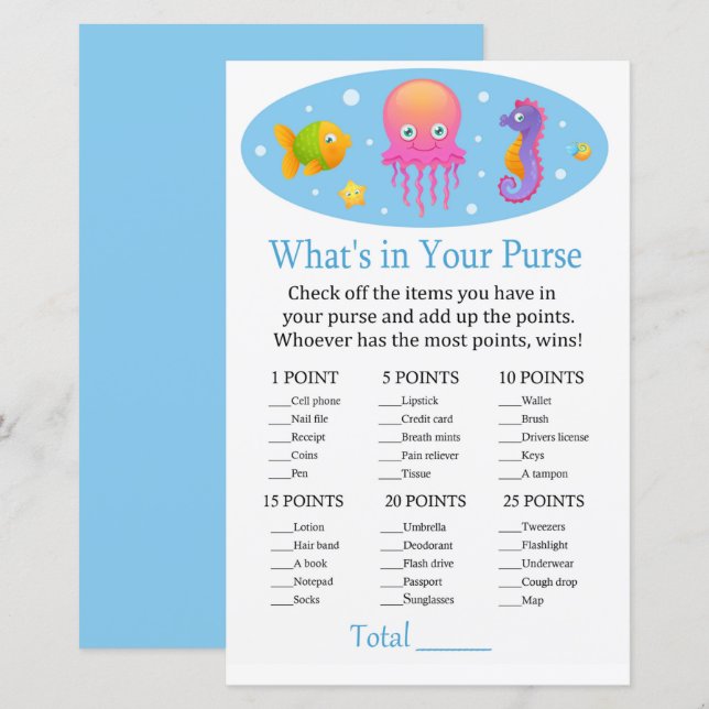 Under havet Vad är det i ditt handväsende, baby sk (Fram/baksida)