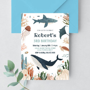 Under havet Val Turtlesval 1-årsdag Inbjudningar