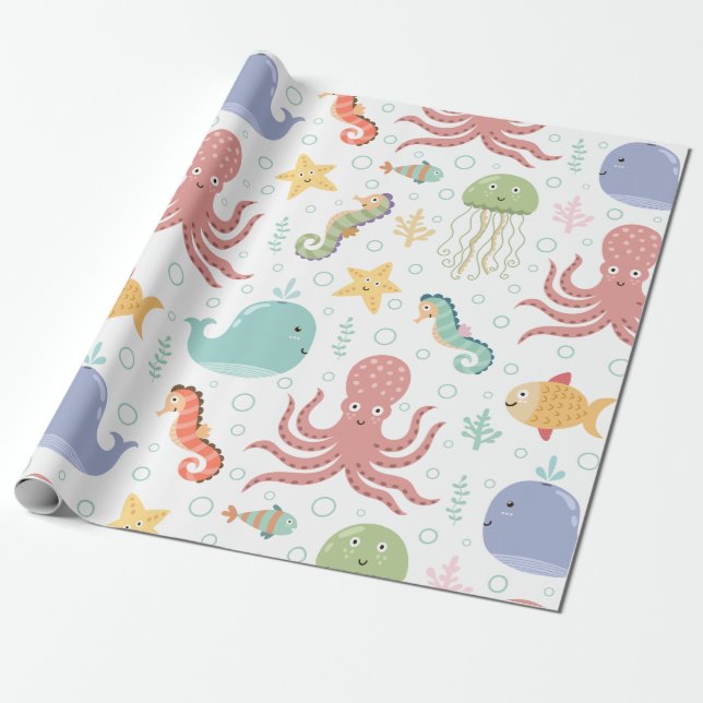 Under havet Valmönster Presentpapper (Utrullad)