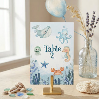 Under havet Valstjärna Krabba Baby Shower Bordsnummer