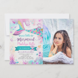 Under havet, vårt lilla Sjöjungfru födelsedag Inbjudningar